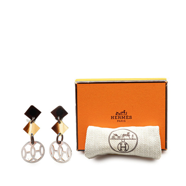 エルメス リフトPM ピアス シルバー ブラウン SV925 シルバー バッファローホーン レディース HERMES 【中古】