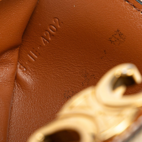 セリーヌ トリオンフ スモール フラップ ウォレット 二つ折り財布 ベージュ タン ブラウン キャンバス レザー レディース CELINE 【中古】