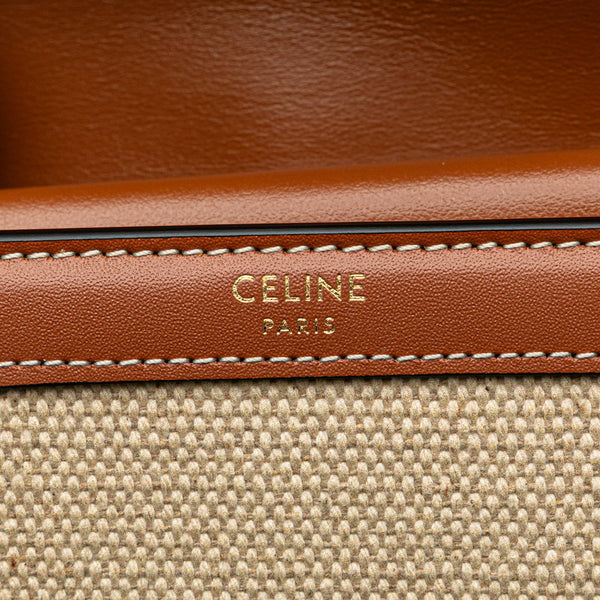 セリーヌ トリオンフ スモール フラップ ウォレット 二つ折り財布 ベージュ タン ブラウン キャンバス レザー レディース CELINE 【中古】