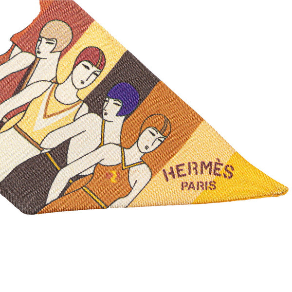 エルメス ツイリー LES BAIGNEUSES 水遊びをする人 スカーフ ベージュ マルチカラー シルク レディース HERMES 【中古】