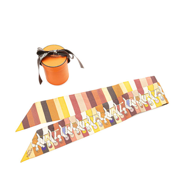 エルメス ツイリー LES BAIGNEUSES 水遊びをする人 スカーフ ベージュ マルチカラー シルク レディース HERMES 【中古】