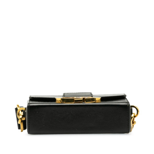 ディオール 30モンテーニュ ショルダーバッグ ブラック ゴールド カーフ レディース Dior 【中古】