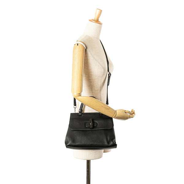グッチ バンブー デイリー ハンドバッグ ショルダーバッグ 2WAY 370831 ブラック レザー レディース GUCCI 【中古】