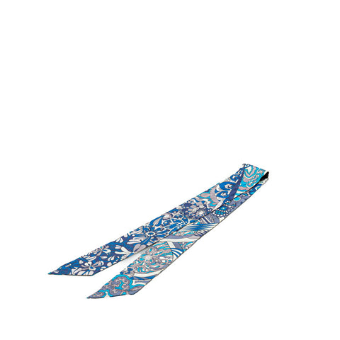 エルメス ツイリー スカーフ ブルー シルク レディース HERMES 【中古】