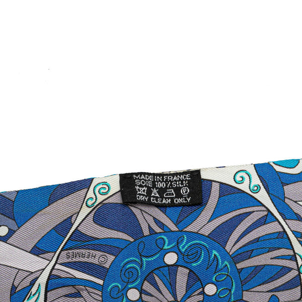 エルメス ツイリー スカーフ ブルー シルク レディース HERMES 【中古】