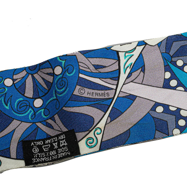 エルメス ツイリー スカーフ ブルー シルク レディース HERMES 【中古】