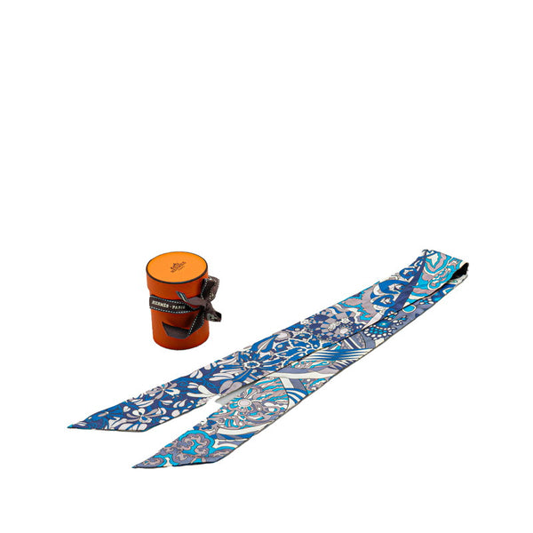 エルメス ツイリー スカーフ ブルー シルク レディース HERMES 【中古】