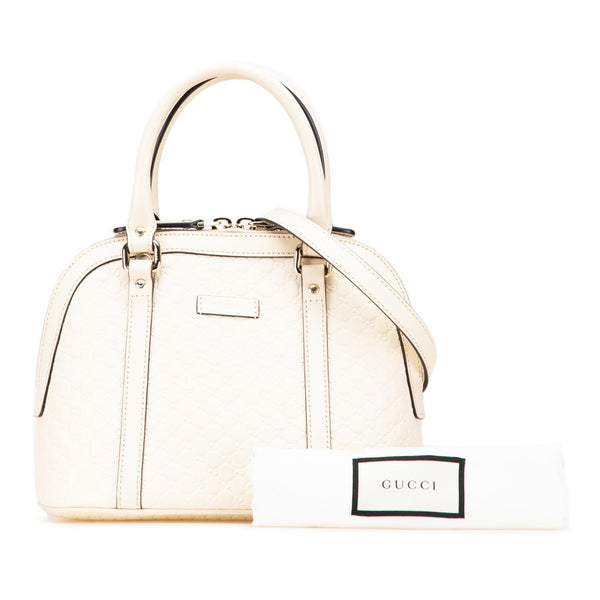 グッチ マイクログッチシマ ハンドバッグ ショルダーバッグ 2WAY 449654 ホワイト レザー レディース GUCCI 【中古】