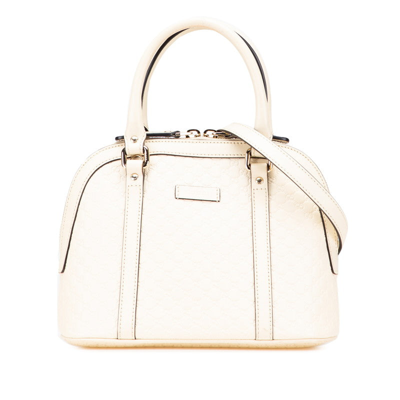 グッチ マイクログッチシマ ハンドバッグ ショルダーバッグ 2WAY 449654 ホワイト レザー レディース GUCCI 【中古】