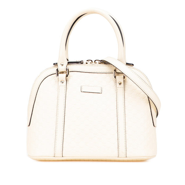 グッチ マイクログッチシマ ハンドバッグ ショルダーバッグ 2WAY 449654 ホワイト レザー レディース GUCCI 【中古】