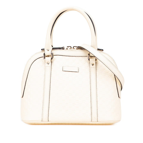 グッチ マイクログッチシマ ハンドバッグ ショルダーバッグ 2WAY 449654 ホワイト レザー レディース GUCCI 【中古】