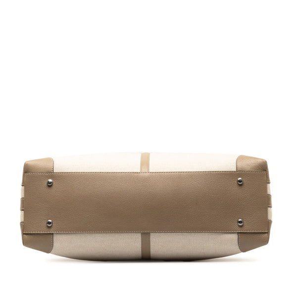 カルティエ マルチェロ トートバッグ ショルダーバッグ 2WAY ベージュ グレージュ キャンバス レザー レディース CARTIER 【中古】