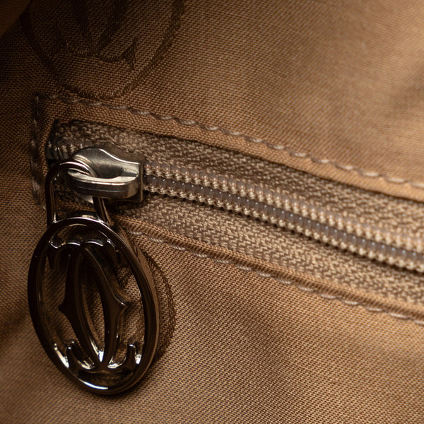 カルティエ マルチェロ トートバッグ ショルダーバッグ 2WAY ベージュ グレージュ キャンバス レザー レディース CARTIER 【中古】