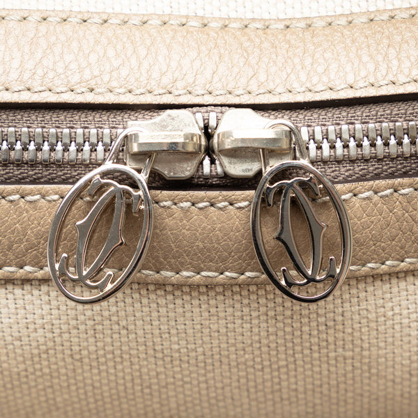 カルティエ マルチェロ トートバッグ ショルダーバッグ 2WAY ベージュ グレージュ キャンバス レザー レディース CARTIER 【中古】