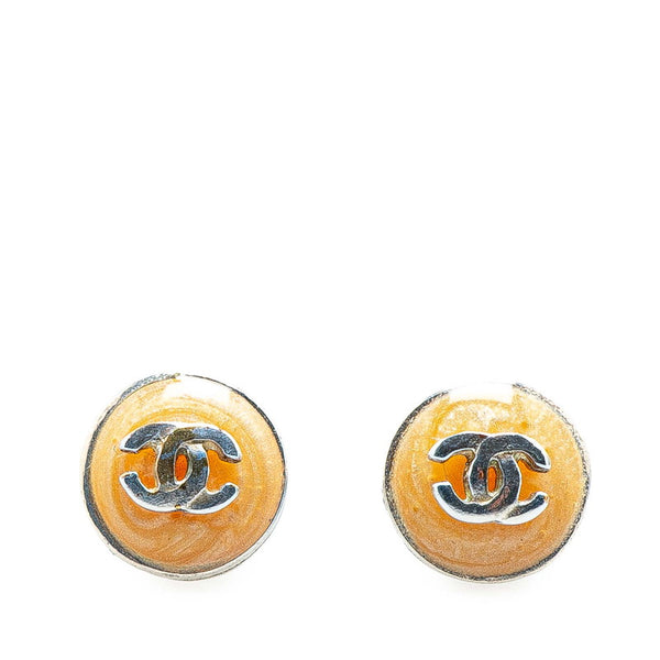 シャネル ココマーク ラウンド スタッド ピアス シルバー ベージュ メタル レディース CHANEL 【中古】