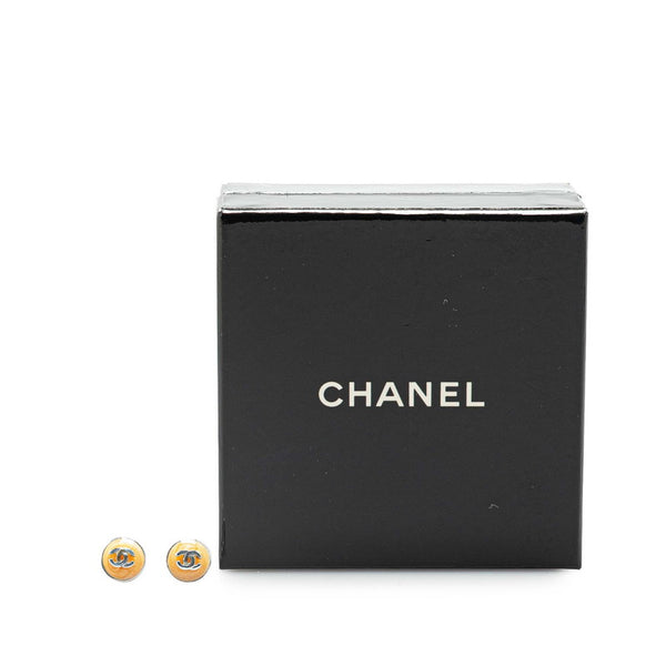 シャネル ココマーク ラウンド スタッド ピアス シルバー ベージュ メタル レディース CHANEL 【中古】