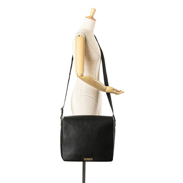 カルティエ 斜め掛け ショルダーバッグ ブラック レザー メンズ CARTIER 【中古】