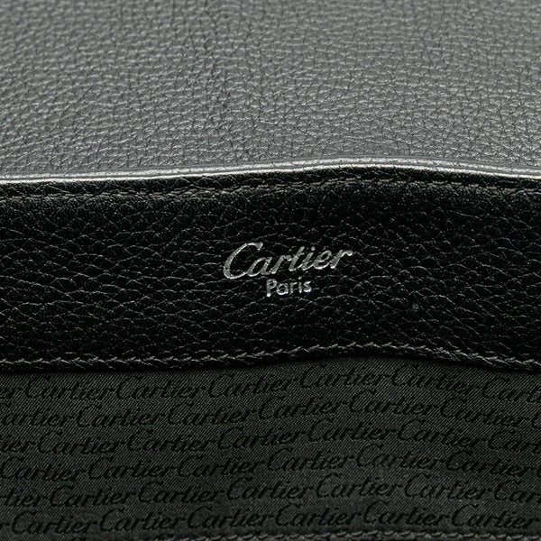 カルティエ 斜め掛け ショルダーバッグ ブラック レザー メンズ CARTIER 【中古】