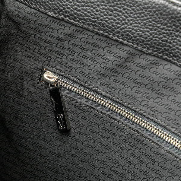 カルティエ 斜め掛け ショルダーバッグ ブラック レザー メンズ CARTIER 【中古】