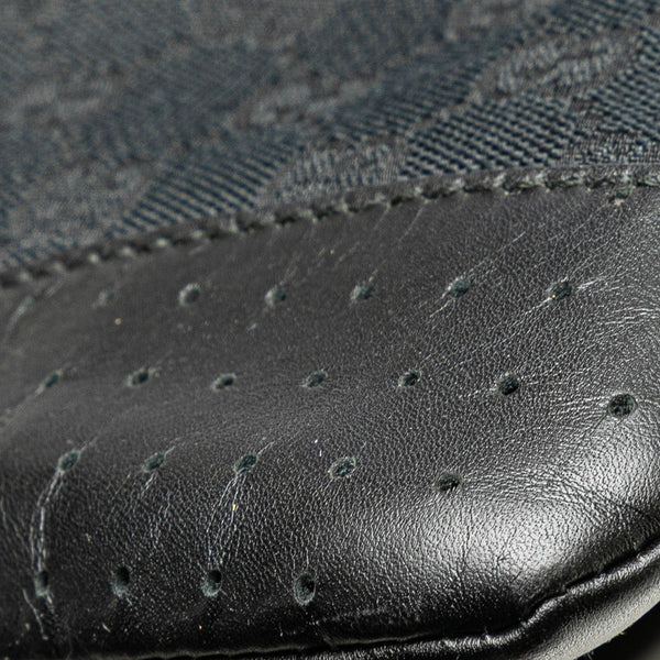 グッチ GGキャンバス 斜め掛け ショルダーバッグ 145857 ブラック キャンバス レザー レディース GUCCI 【中古】