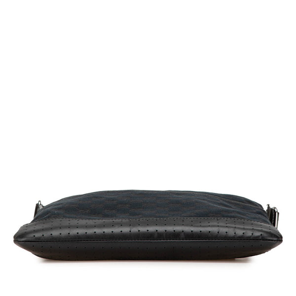 グッチ GGキャンバス 斜め掛け ショルダーバッグ 145857 ブラック キャンバス レザー レディース GUCCI 【中古】