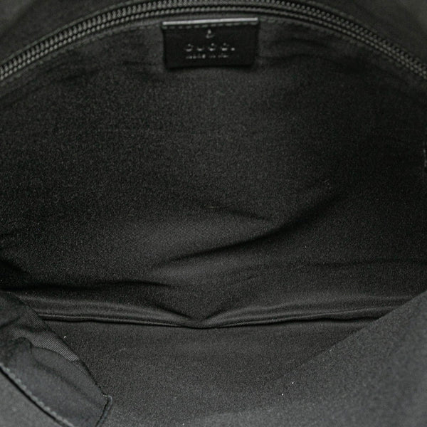 グッチ GGキャンバス 斜め掛け ショルダーバッグ 145857 ブラック キャンバス レザー レディース GUCCI 【中古】