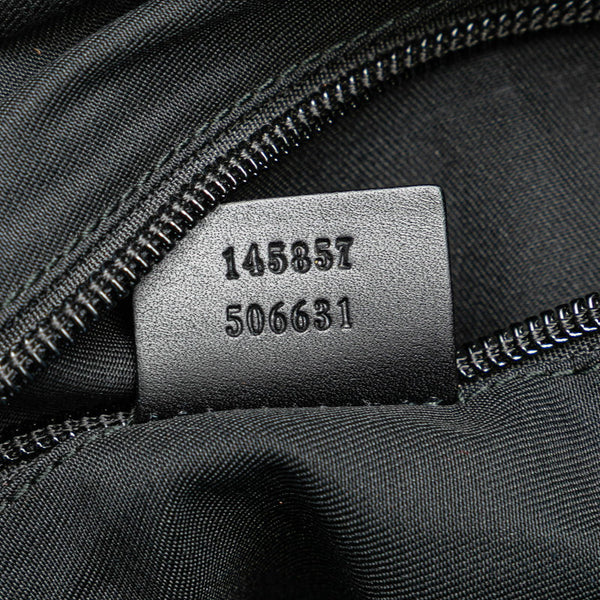 グッチ GGキャンバス 斜め掛け ショルダーバッグ 145857 ブラック キャンバス レザー レディース GUCCI 【中古】