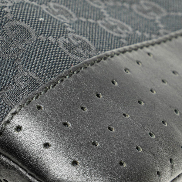 グッチ GGキャンバス 斜め掛け ショルダーバッグ 145857 ブラック キャンバス レザー レディース GUCCI 【中古】