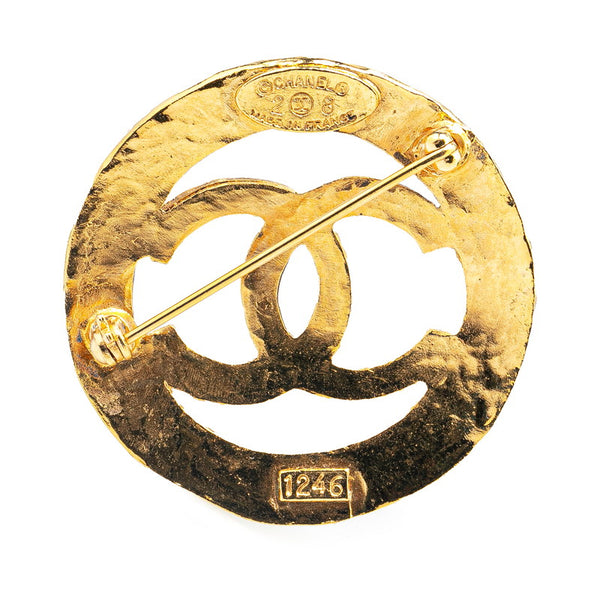シャネル PARIS ココマーク ラウンド サークル ブローチ ゴールド メッキ レディース CHANEL 【中古】