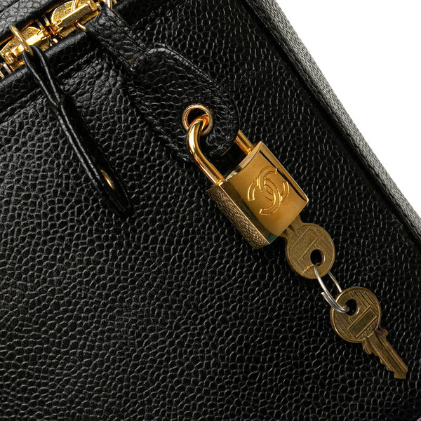 シャネル ココマーク ハンドバッグ バニティバッグ ショルダーバッ 2WAY ブラック ゴールド キャビアスキン レディース CHANEL 【中古】