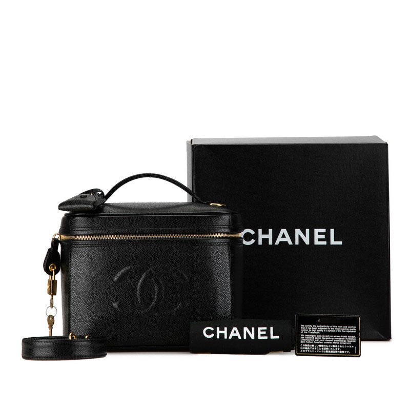 シャネル ココマーク ハンドバッグ バニティバッグ ショルダーバッ 2WAY ブラック ゴールド キャビアスキン レディース CHANEL 【中古】
