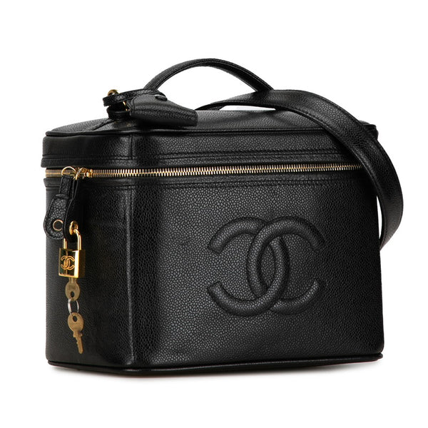 シャネル ココマーク ハンドバッグ バニティバッグ ショルダーバッ 2WAY ブラック ゴールド キャビアスキン レディース CHANEL 【中古】