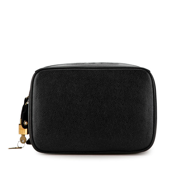 シャネル ココマーク ハンドバッグ バニティバッグ ショルダーバッ 2WAY ブラック ゴールド キャビアスキン レディース CHANEL 【中古】