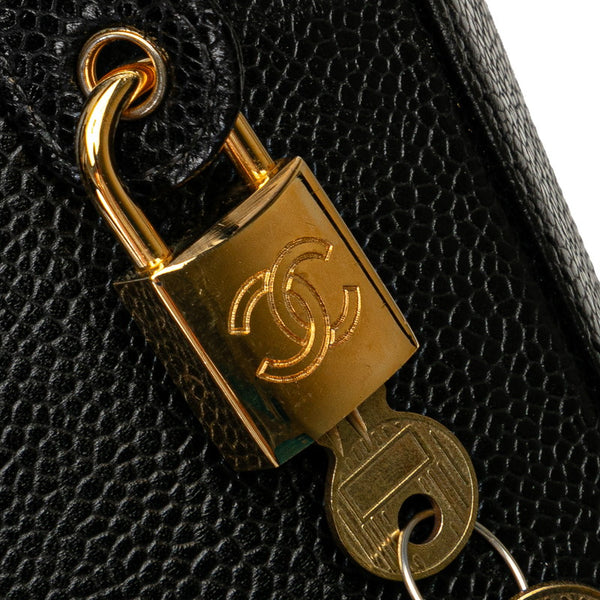 シャネル ココマーク ハンドバッグ バニティバッグ ショルダーバッ 2WAY ブラック ゴールド キャビアスキン レディース CHANEL 【中古】