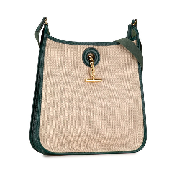 エルメス ヴェスパPM ショルダーバッグ ベージュ グリーン トワルアッシュ キャンバス レディース HERMES 【中古】