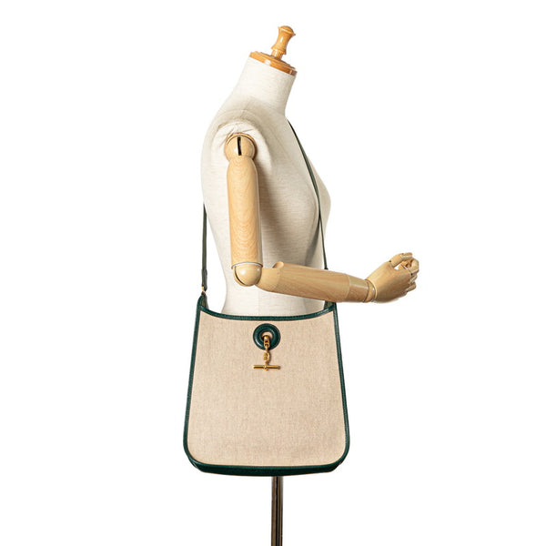 エルメス ヴェスパPM ショルダーバッグ ベージュ グリーン トワルアッシュ キャンバス レディース HERMES 【中古】