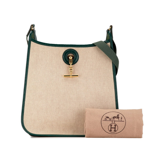 エルメス ヴェスパPM ショルダーバッグ ベージュ グリーン トワルアッシュ キャンバス レディース HERMES 【中古】