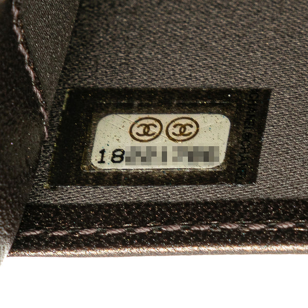 シャネル カメリア ココマーク 長財布 A36544 グレー レザー レディース CHANEL 【中古】