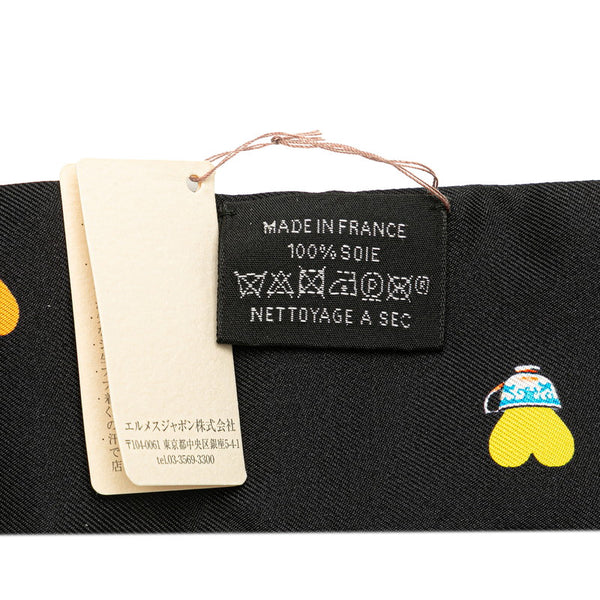 エルメス ツイリー Tea Time ティータイム スカーフ ブラック ホワイト マルチカラー シルク レディース HERMES 【中古】