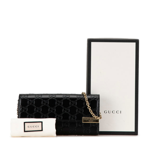 グッチ グッチシマ GG チェーンウォレット 長財布 2WAY 269541 パープル ブラウン パテントレザー レディース GUCCI 【中古】