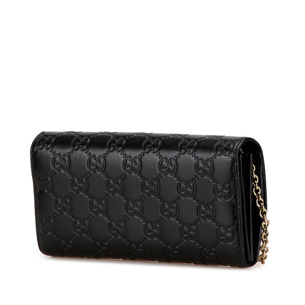 グッチ グッチシマ GG チェーンウォレット 長財布 2WAY 269541 パープル ブラウン パテントレザー レディース GUCCI 【中古】