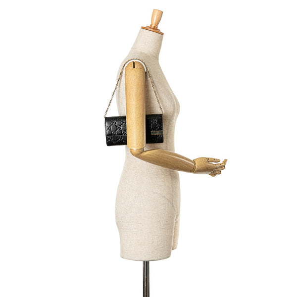 グッチ グッチシマ GG チェーンウォレット 長財布 2WAY 269541 パープル ブラウン パテントレザー レディース GUCCI 【中古】