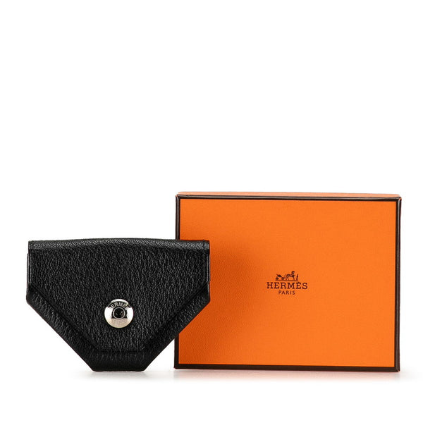 エルメス ル ヴァンキャトル コインケース ブラック シルバー シェーブル メンズ HERMES 【中古】