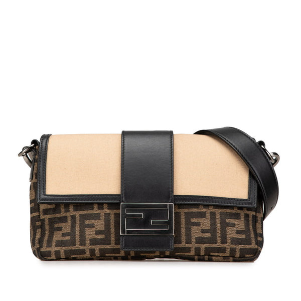 フェンディ ズッカ ショルダーバッグ ボディバッグ 2WAY 7VA472 ブラウン ブラック キャンバス レザー レディース FENDI 【中古】