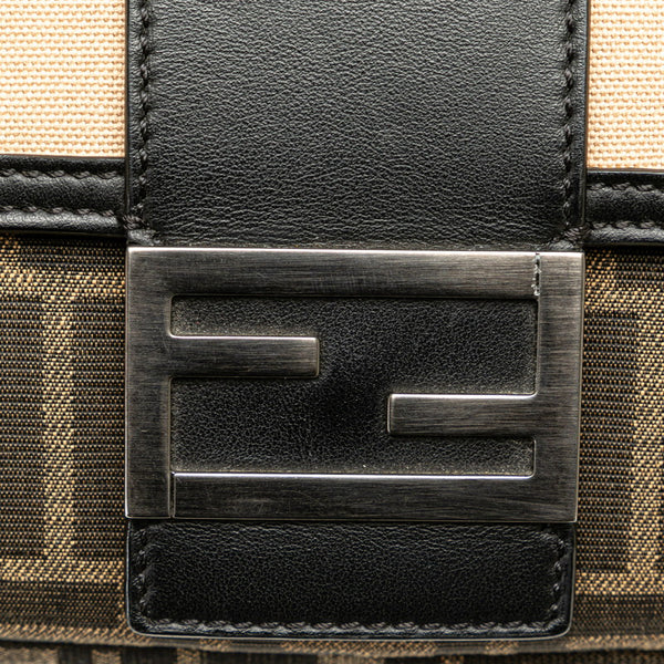 フェンディ ズッカ ショルダーバッグ ボディバッグ 2WAY 7VA472 ブラウン ブラック キャンバス レザー レディース FENDI 【中古】