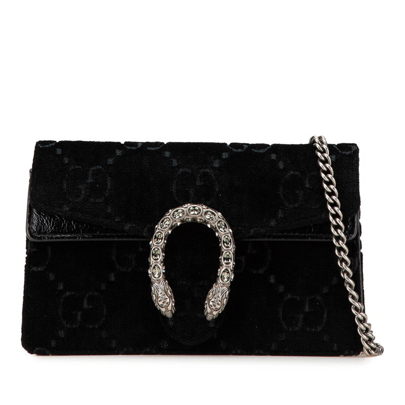 グッチ ディオニュソス 斜め掛け チェーン ショルダーバッグ 476432 ブラック ベルベット レディース GUCCI 【中古】