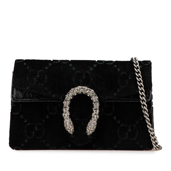 グッチ ディオニュソス 斜め掛け チェーン ショルダーバッグ 476432 ブラック ベルベット レディース GUCCI 【中古】