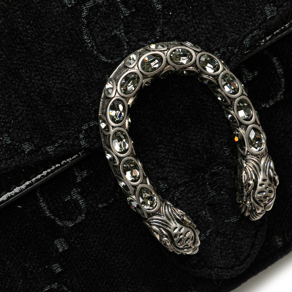 グッチ ディオニュソス 斜め掛け チェーン ショルダーバッグ 476432 ブラック ベルベット レディース GUCCI 【中古】