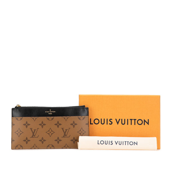 ルイ ヴィトン モノグラム リバース  スリム パース 長財布 M80390 ブラウン ブラック PVC レザー レディース LOUIS VUITTON 【中古】