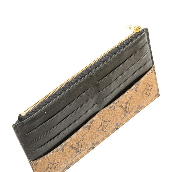 ルイ ヴィトン モノグラム リバース  スリム パース 長財布 M80390 ブラウン ブラック PVC レザー レディース LOUIS VUITTON 【中古】
